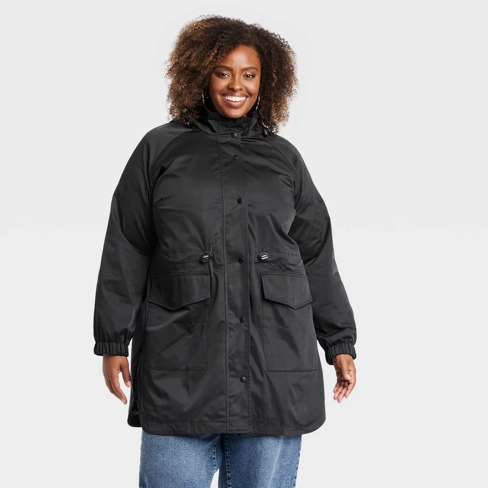NWT Ava & Viv Women's Rain Jacket Black size 1X